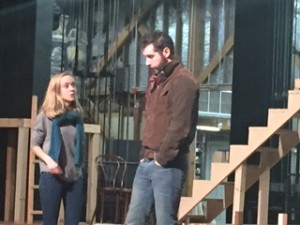 Roxanne Stathos and Noah Yaconelli rehearse a scene together