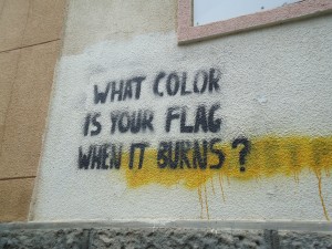 Some of the only graffiti in English that I saw in downtown Priština (Kosovo's capitol).