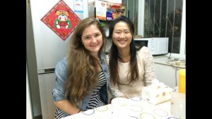 Michelle and Wu Xiaoqu (Language Partner) after dinner