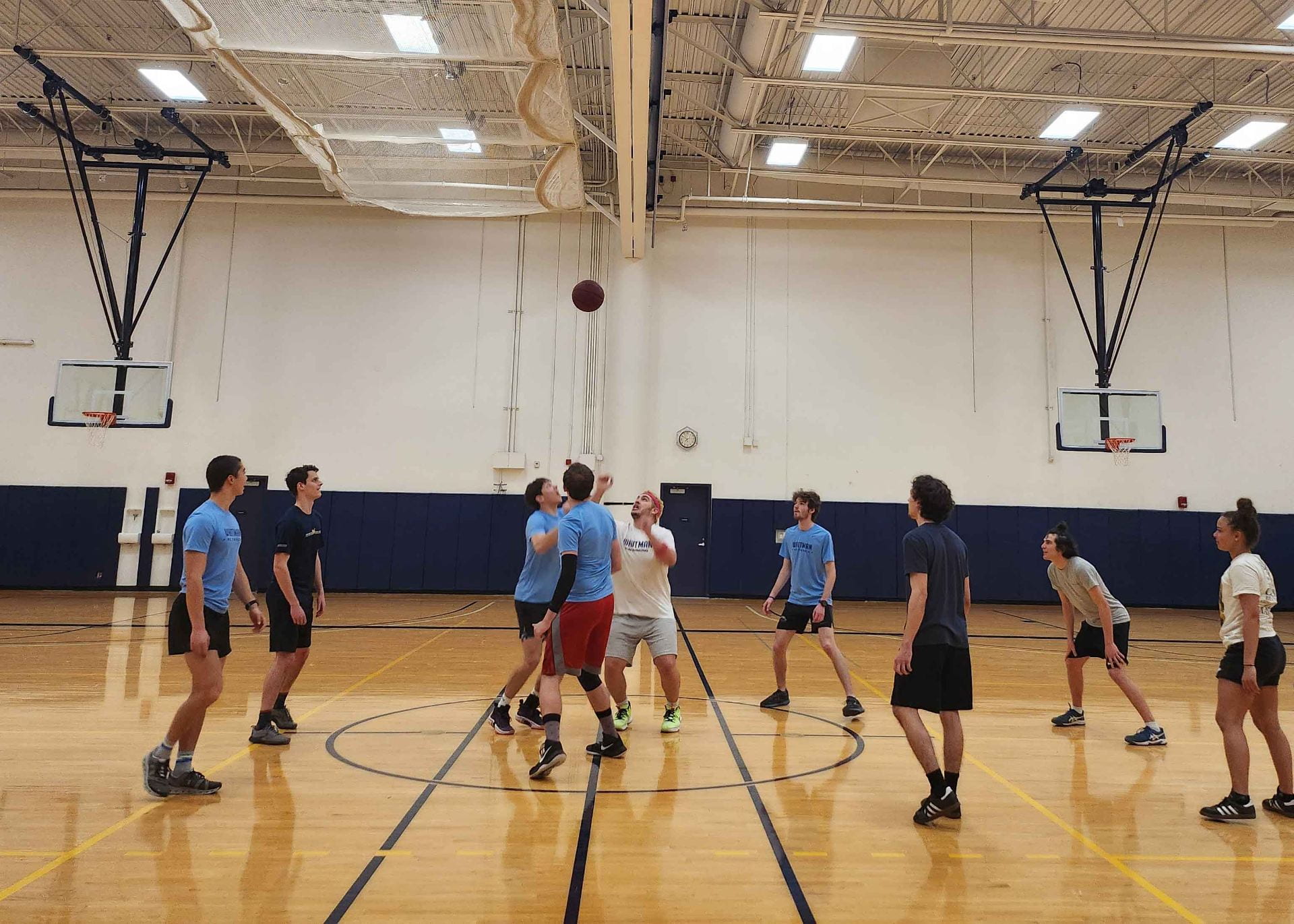Intramural sports team playing basketball.